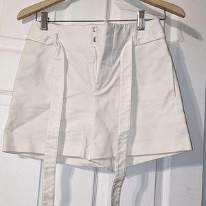 Dressy Fitted White Shorts with Tie Belt